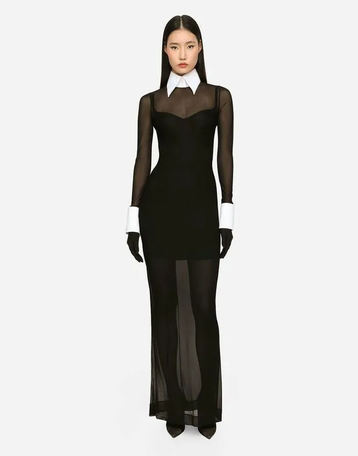 Dolce and Gabbana Dresses Women KIM DOLCEandGABBANA Long Tulle Dress With Shirt Detailing Black Dolce and Gabbana Dresses Women KIM DOLCEandGABBANA Long Tulle Dress With Shirt Detailing Black