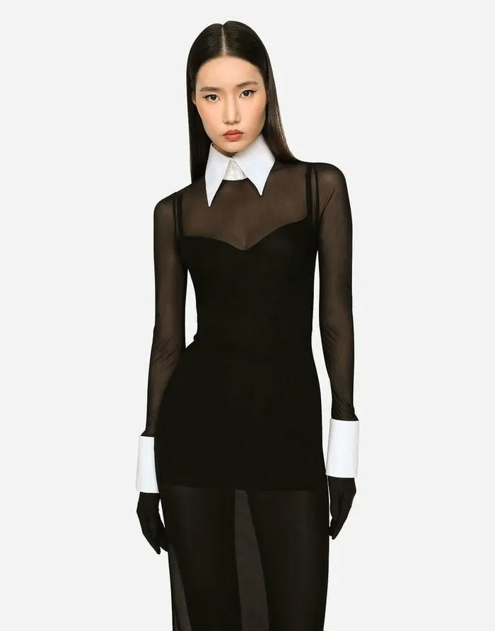 Dolce and Gabbana Dresses Women KIM DOLCEandGABBANA Long Tulle Dress With Shirt Detailing Black Dolce and Gabbana Dresses Women KIM DOLCEandGABBANA Long Tulle Dress With Shirt Detailing Black