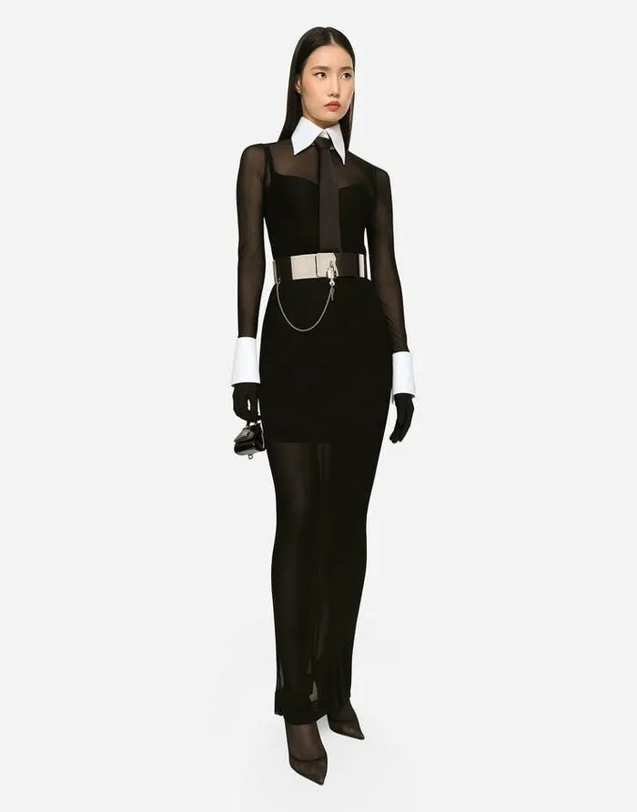 Dolce and Gabbana Dresses Women KIM DOLCEandGABBANA Long Tulle Dress With Shirt Detailing Black Dolce and Gabbana Dresses Women KIM DOLCEandGABBANA Long Tulle Dress With Shirt Detailing Black