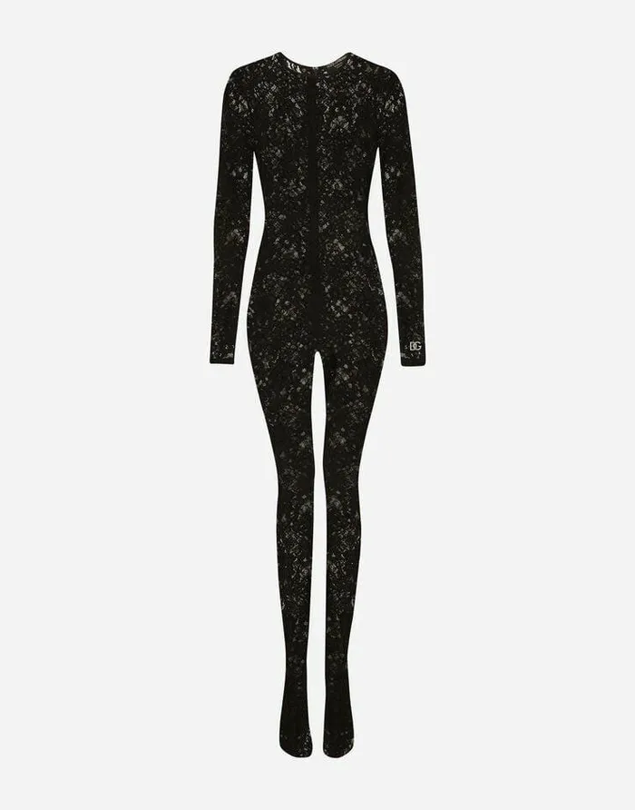 Dolce and Gabbana Dresses Women Lace Jumpsuit Black