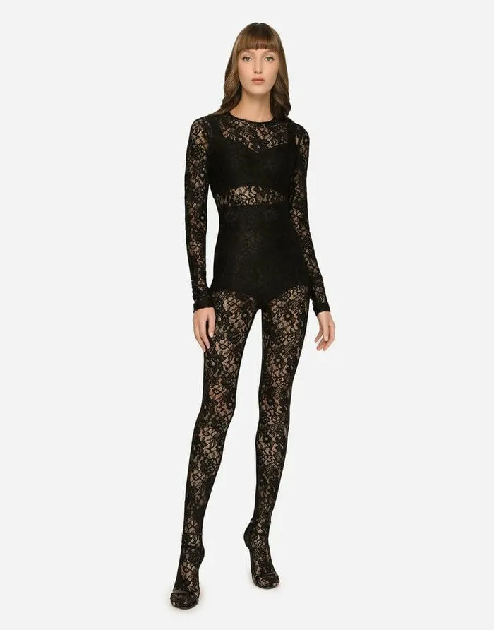 Dolce and Gabbana Dresses Women Lace Jumpsuit Black Dolce and Gabbana Dresses Women Lace Jumpsuit Black