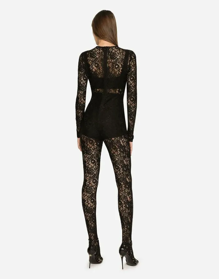 Dolce and Gabbana Dresses Women Lace Jumpsuit Black Dolce and Gabbana Dresses Women Lace Jumpsuit Black