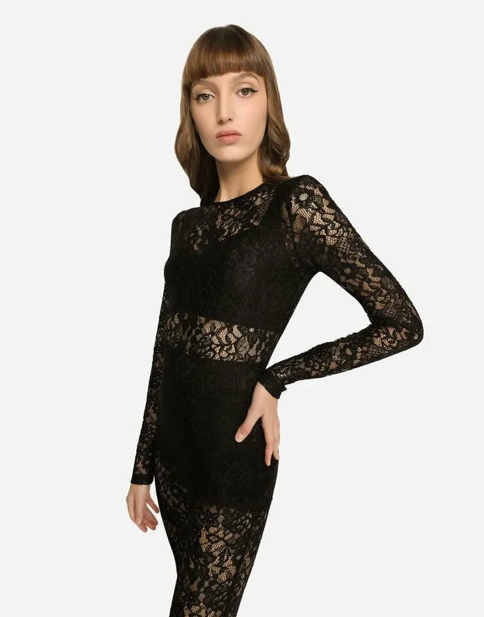 Dolce and Gabbana Dresses Women Lace Jumpsuit Black Dolce and Gabbana Dresses Women Lace Jumpsuit Black