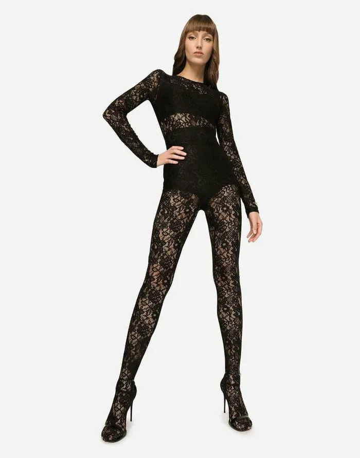 Dolce and Gabbana Dresses Women Lace Jumpsuit Black Dolce and Gabbana Dresses Women Lace Jumpsuit Black