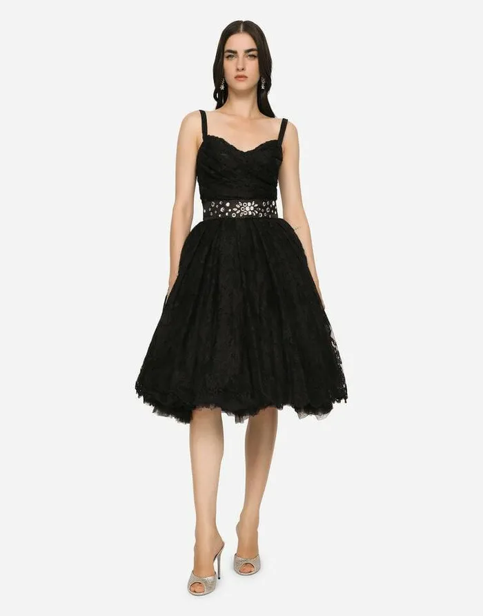 Dolce and Gabbana Dresses Women Short Chantilly Lace Dress Black Dolce and Gabbana Dresses Women Short Chantilly Lace Dress Black