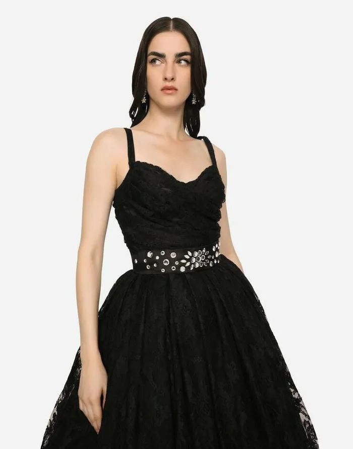Dolce and Gabbana Dresses Women Short Chantilly Lace Dress Black Dolce and Gabbana Dresses Women Short Chantilly Lace Dress Black
