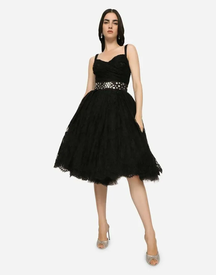 Dolce and Gabbana Dresses Women Short Chantilly Lace Dress Black Dolce and Gabbana Dresses Women Short Chantilly Lace Dress Black