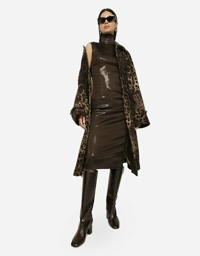 Dolce and Gabbana Dresses Women Sleeveless Calflength Dress In Shiny Satin Brown Dolce and Gabbana Dresses Women Sleeveless Calflength Dress In Shiny Satin Brown