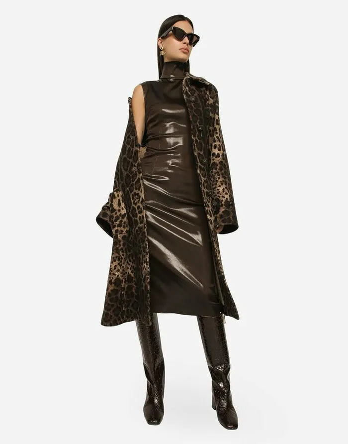 Dolce and Gabbana Dresses Women Sleeveless Calflength Dress In Shiny Satin Brown Dolce and Gabbana Dresses Women Sleeveless Calflength Dress In Shiny Satin Brown
