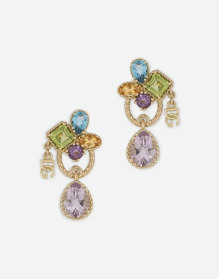 Dolce and Gabbana Earrings Women 18kt Yellow Gold Pierced Earrings Withmulticolors Gemstones Yellow Gold Dolce and Gabbana Earrings Women 18kt Yellow Gold Pierced Earrings Withmulticolors Gemstones Yellow Gold