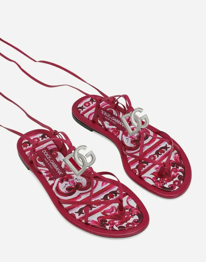 Dolce and Gabbana Flat Women Nappa Leather Thong Sandals Multicolor Dolce and Gabbana Flat Women Nappa Leather Thong Sandals Multicolor