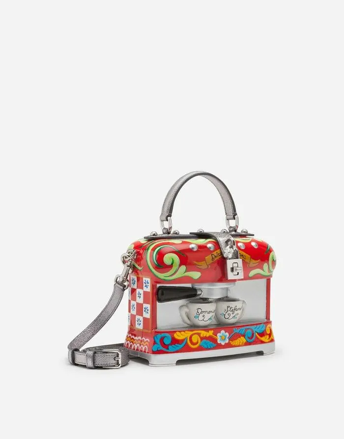 Dolce and Gabbana Handbags Women Coffee Machine Dolce Box Bag With Carretto Design Multicolor