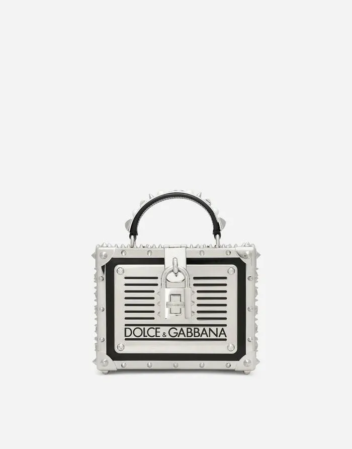 Dolce and Gabbana Handbags Women Polished Calfskin Dolce Box Bag With Studs Multicolor