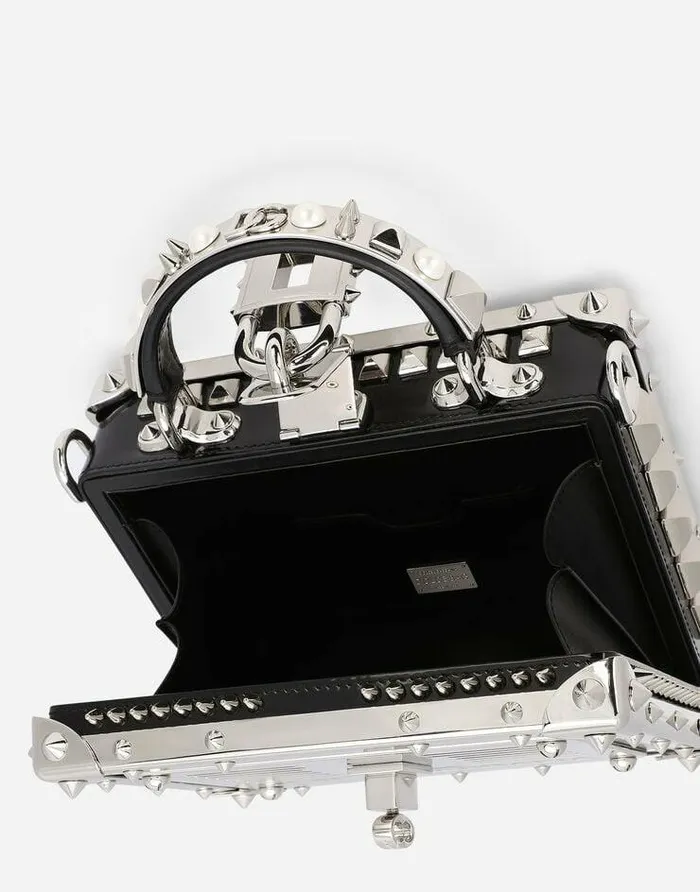 Dolce and Gabbana Handbags Women Polished Calfskin Dolce Box Bag With Studs Multicolor