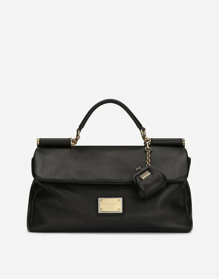 Dolce and Gabbana Handbags Women Soft Calfskin Sicily Soft Bag Black