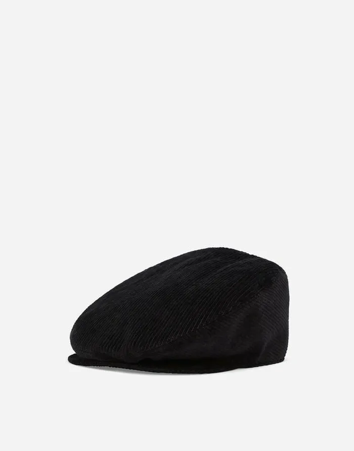 Dolce and Gabbana Hats And Gloves Men Needlecord Flat Cap Black