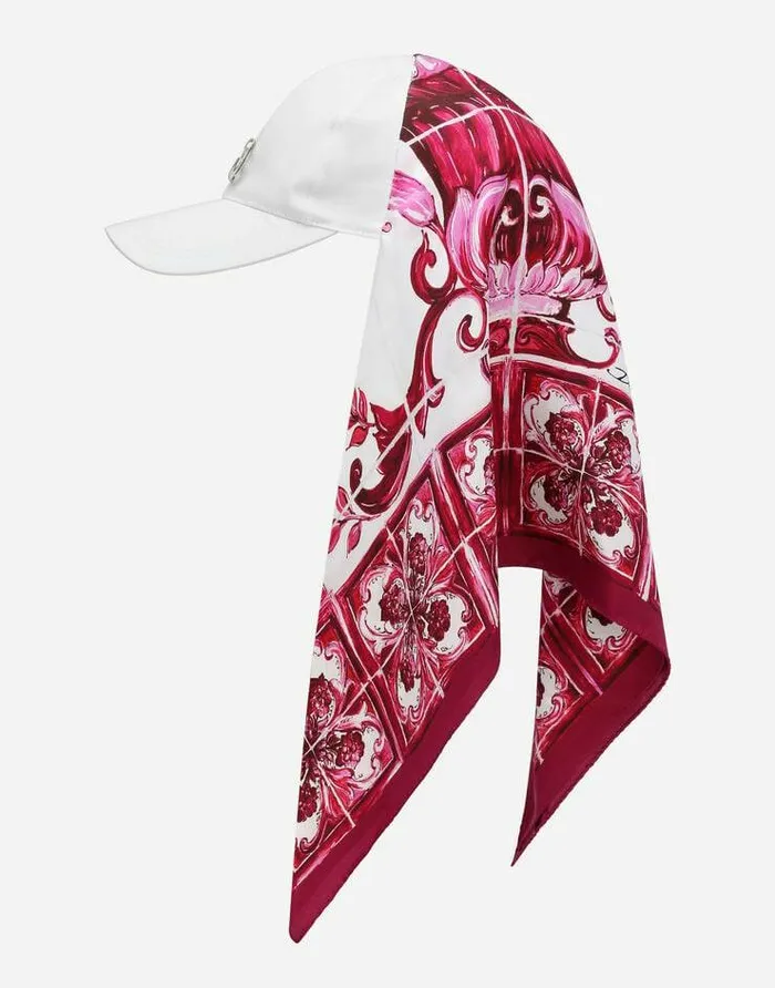 Dolce and Gabbana Hats And Gloves Women Baseball Cap With Majolicaprint Scarf Multicolor Dolce and Gabbana Hats And Gloves Women Baseball Cap With Majolicaprint Scarf Multicolor