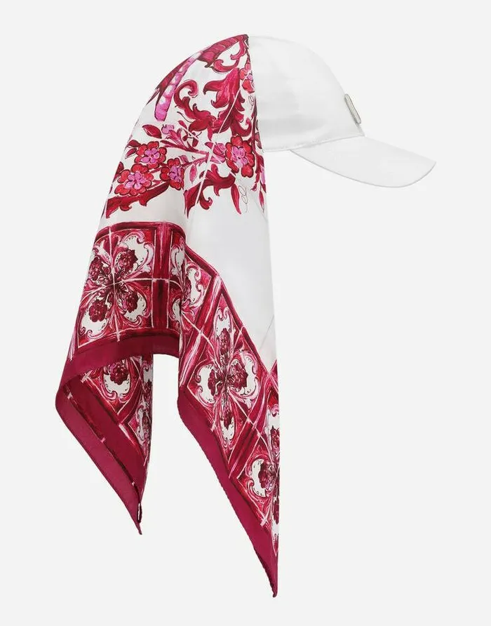 Dolce and Gabbana Hats And Gloves Women Baseball Cap With Majolicaprint Scarf Multicolor Dolce and Gabbana Hats And Gloves Women Baseball Cap With Majolicaprint Scarf Multicolor