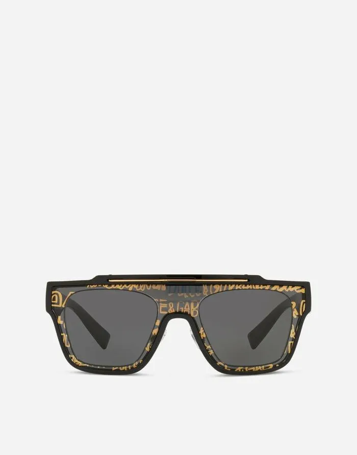 Dolce and Gabbana Icons Men Dna Graffiti Sunglasses Black And Gold