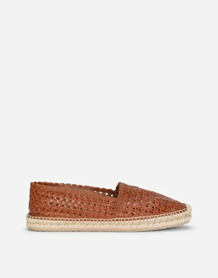 Dolce and Gabbana Loafers And Moccasins Men Woven Goatskin Espadrilles Brown