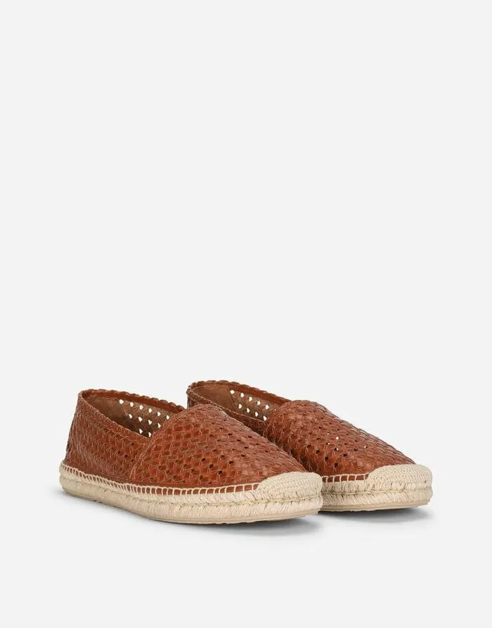 Dolce and Gabbana Loafers And Moccasins Men Woven Goatskin Espadrilles Brown