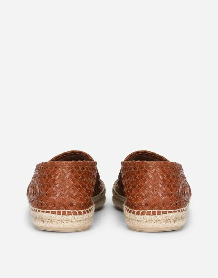 Dolce and Gabbana Loafers And Moccasins Men Woven Goatskin Espadrilles Brown