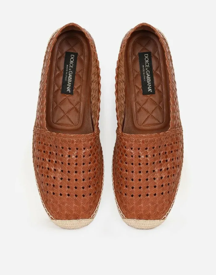 Dolce and Gabbana Loafers And Moccasins Men Woven Goatskin Espadrilles Brown