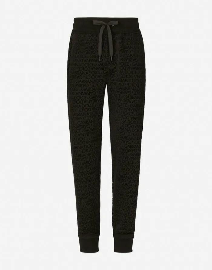 Dolce and Gabbana Mini Me Boy ChildrenMen Jogging Pants With Flocked DolceandGabbana Logo Black Dolce and Gabbana Mini Me Boy ChildrenMen Jogging Pants With Flocked DolceandGabbana Logo Black