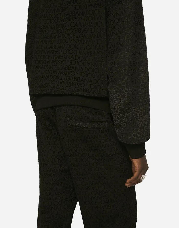 Dolce and Gabbana Mini Me Boy ChildrenMen Jogging Pants With Flocked DolceandGabbana Logo Black Dolce and Gabbana Mini Me Boy ChildrenMen Jogging Pants With Flocked DolceandGabbana Logo Black