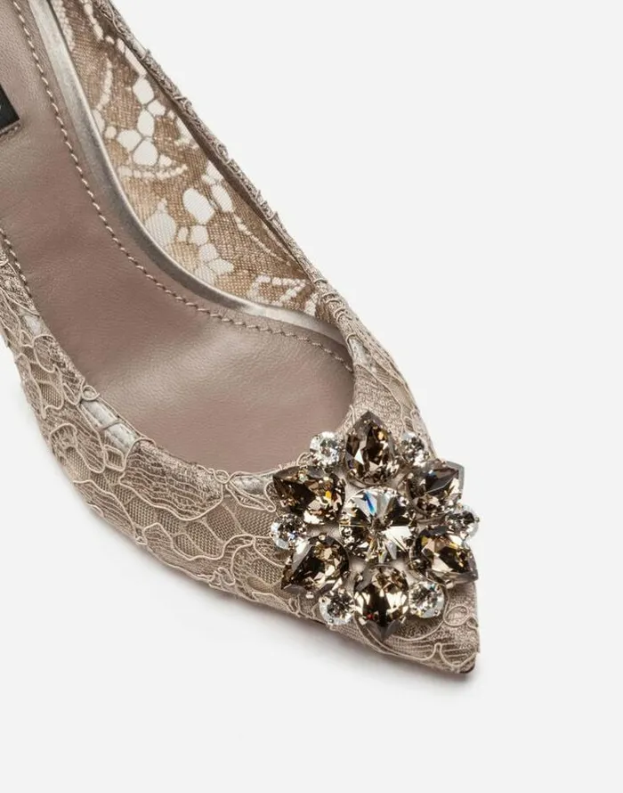 Dolce and Gabbana Pumps And Slingback Women Lace Rainbow Pumps With Brooch Detailing Beige Dolce and Gabbana Pumps And Slingback Women Lace Rainbow Pumps With Brooch Detailing Beige