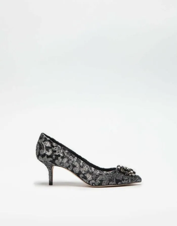 Dolce and Gabbana Pumps And Slingback Women Lurex Lace Rainbow Pumps With Brooch Detailing Grey Dolce and Gabbana Pumps And Slingback Women Lurex Lace Rainbow Pumps With Brooch Detailing Grey