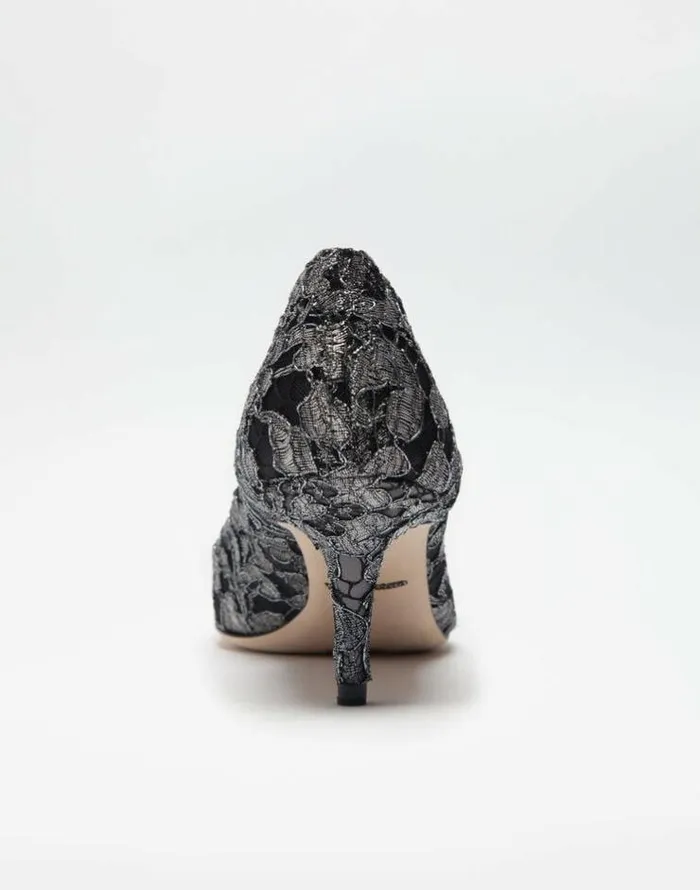 Dolce and Gabbana Pumps And Slingback Women Lurex Lace Rainbow Pumps With Brooch Detailing Grey Dolce and Gabbana Pumps And Slingback Women Lurex Lace Rainbow Pumps With Brooch Detailing Grey