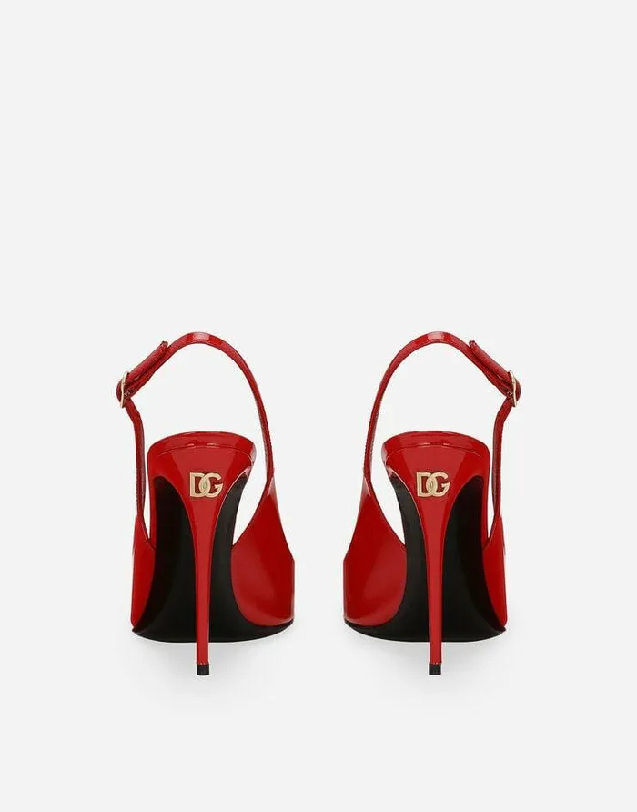 Dolce and Gabbana Pumps And Slingback Women Patent Leather Slingbacks Red Dolce and Gabbana Pumps And Slingback Women Patent Leather Slingbacks Red