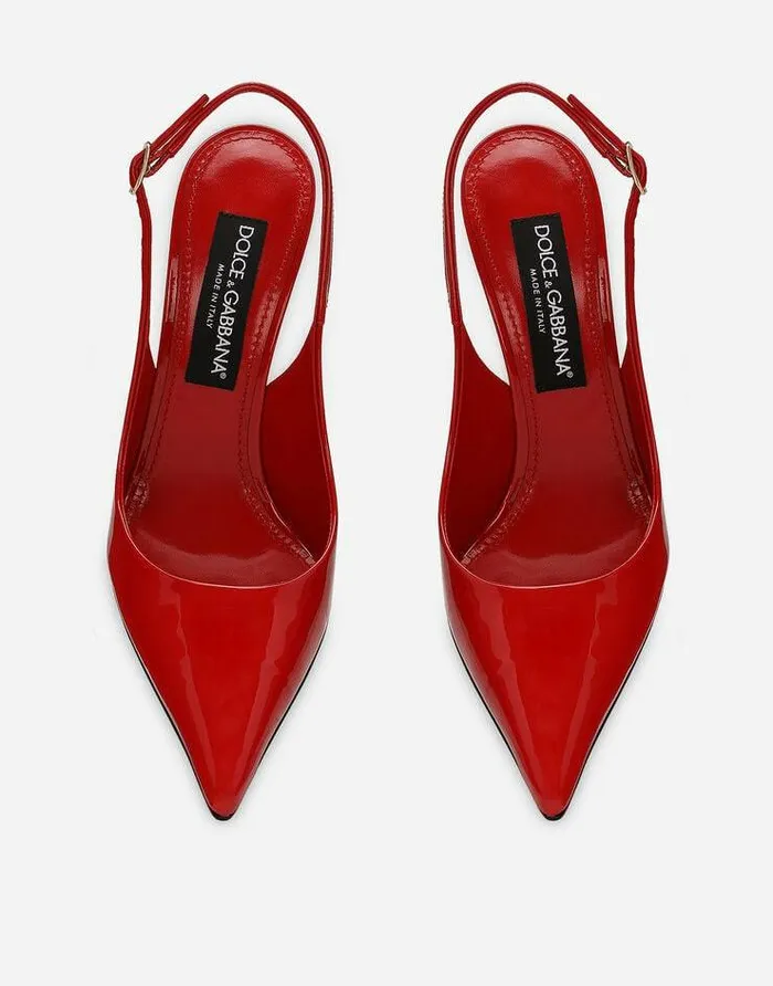Dolce and Gabbana Pumps And Slingback Women Patent Leather Slingbacks Red Dolce and Gabbana Pumps And Slingback Women Patent Leather Slingbacks Red