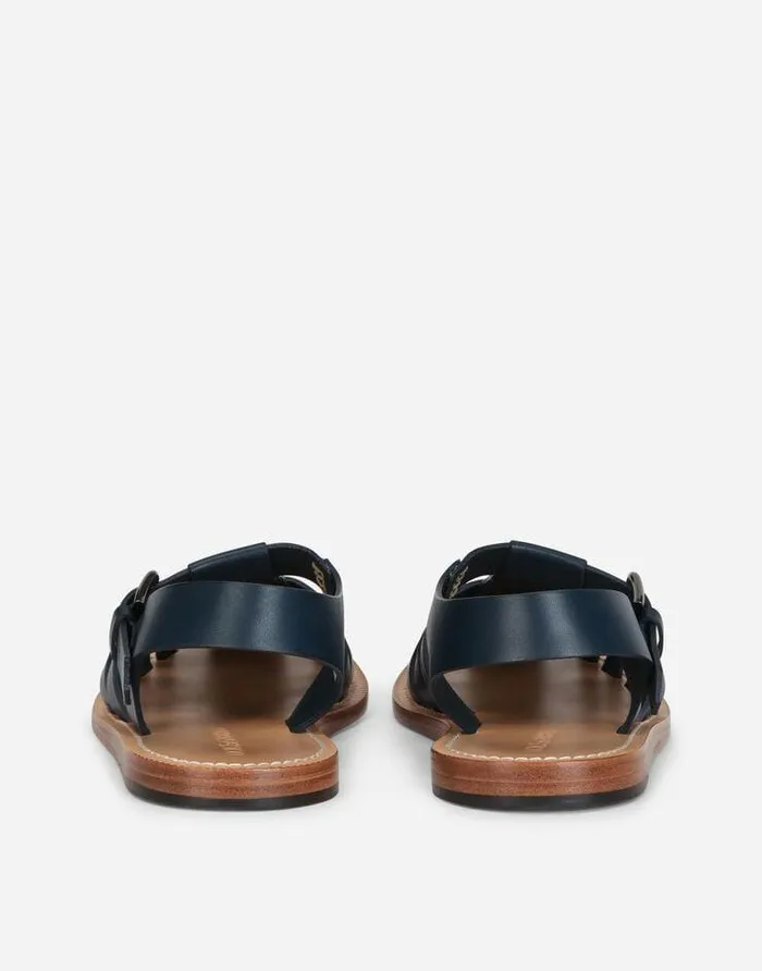Dolce and Gabbana Sandals And Slides Men Calfskin Pantheon Gladiator Sandals Blue Dolce and Gabbana Sandals And Slides Men Calfskin Pantheon Gladiator Sandals Blue