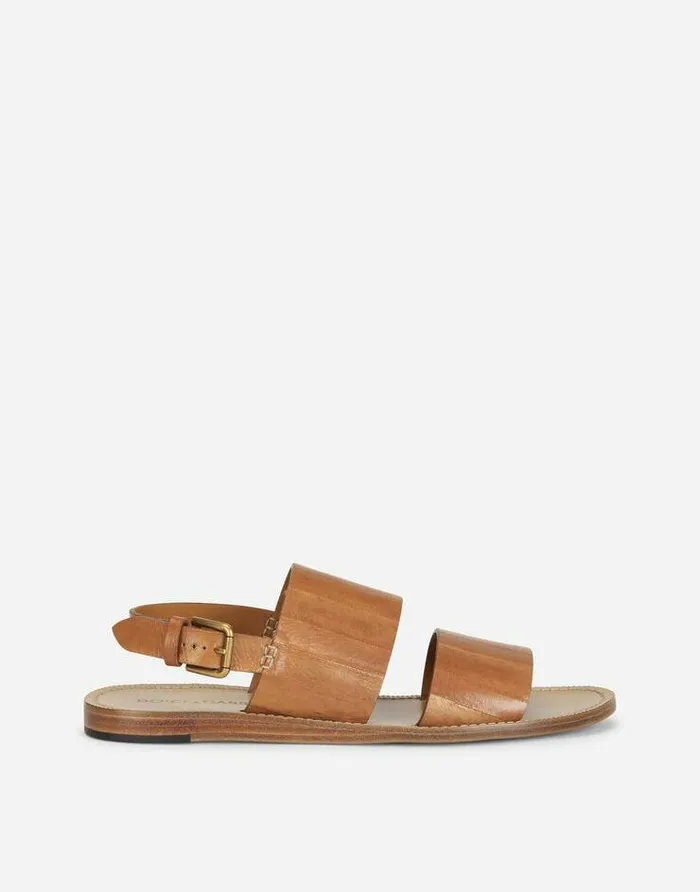 Dolce and Gabbana Sandals And Slides Men Eel Pantheon Sandals Beige