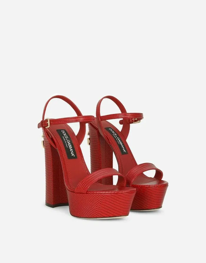 Dolce and Gabbana Sandals And Wedges Women Calfskin Platform Sandals Red Dolce and Gabbana Sandals And Wedges Women Calfskin Platform Sandals Red