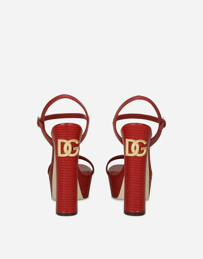 Dolce and Gabbana Sandals And Wedges Women Calfskin Platform Sandals Red Dolce and Gabbana Sandals And Wedges Women Calfskin Platform Sandals Red