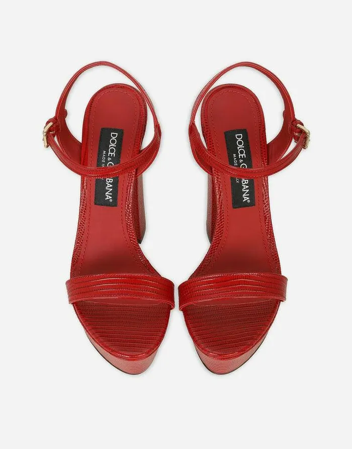 Dolce and Gabbana Sandals And Wedges Women Calfskin Platform Sandals Red Dolce and Gabbana Sandals And Wedges Women Calfskin Platform Sandals Red