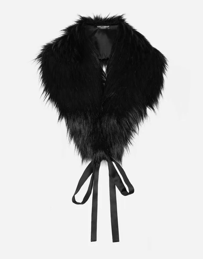Dolce and Gabbana Scarves And Silks Women Faux Fur Collar Black