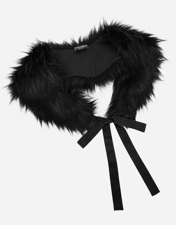 Dolce and Gabbana Scarves And Silks Women Faux Fur Collar Black Dolce and Gabbana Scarves And Silks Women Faux Fur Collar Black