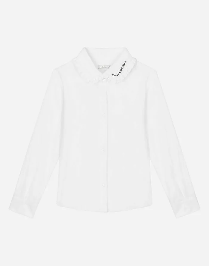 Dolce and Gabbana Shirts And Tops Children Poplin Shirt With Embroidered Collar White Dolce and Gabbana Shirts And Tops Children Poplin Shirt With Embroidered Collar White