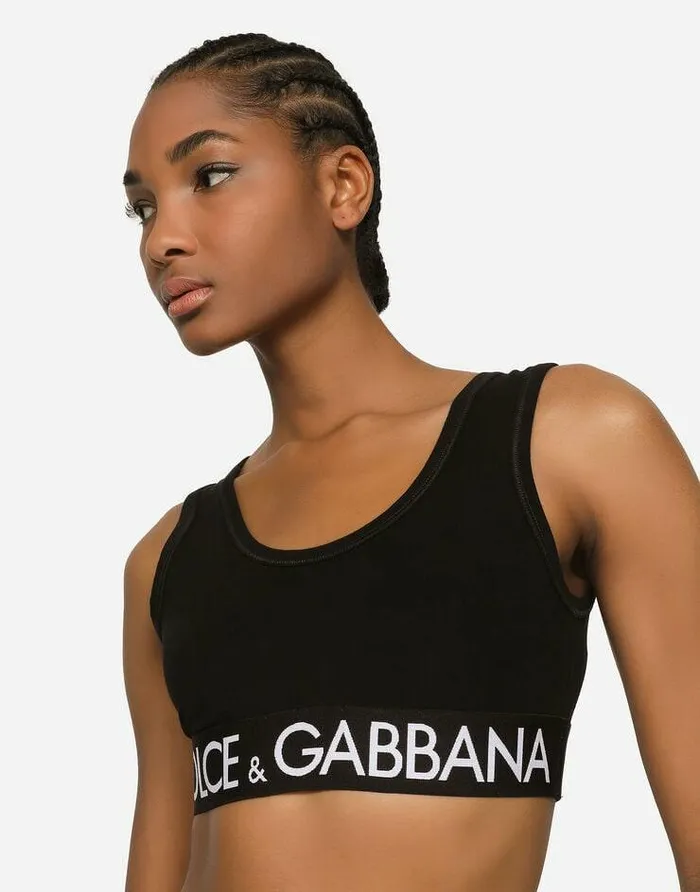 Dolce and Gabbana Shirts And Tops Women Jersey Top With Branded Elastic Black Dolce and Gabbana Shirts And Tops Women Jersey Top With Branded Elastic Black