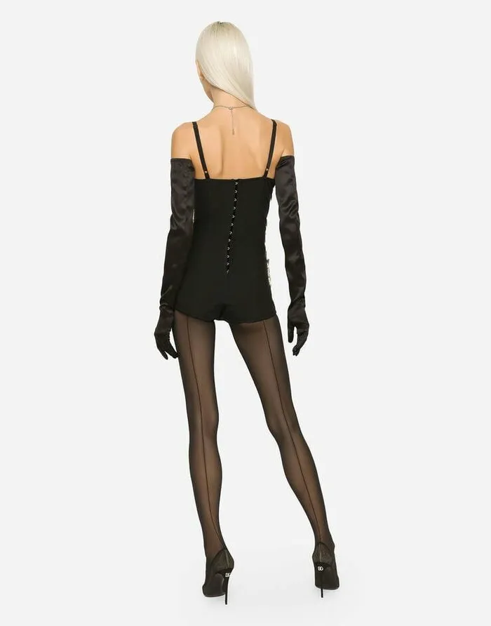 Dolce and Gabbana Shirts And Tops Women KIM DOLCEandGABBANA Marquisette Bodysuit With Rhinestone Embellishment Multicolor Dolce and Gabbana Shirts And Tops Women KIM DOLCEandGABBANA Marquisette Bodysuit With Rhinestone Embellishment Multicolor