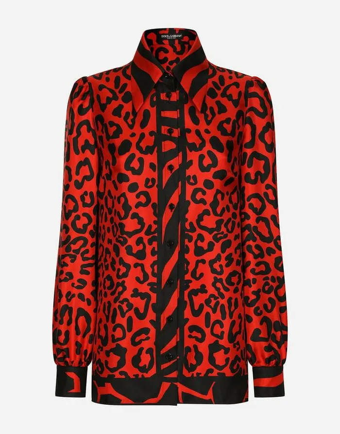 Dolce and Gabbana Shirts And Tops Women Leopard And Zebraprint Twill Shirt Multicolor Dolce and Gabbana Shirts And Tops Women Leopard And Zebraprint Twill Shirt Multicolor