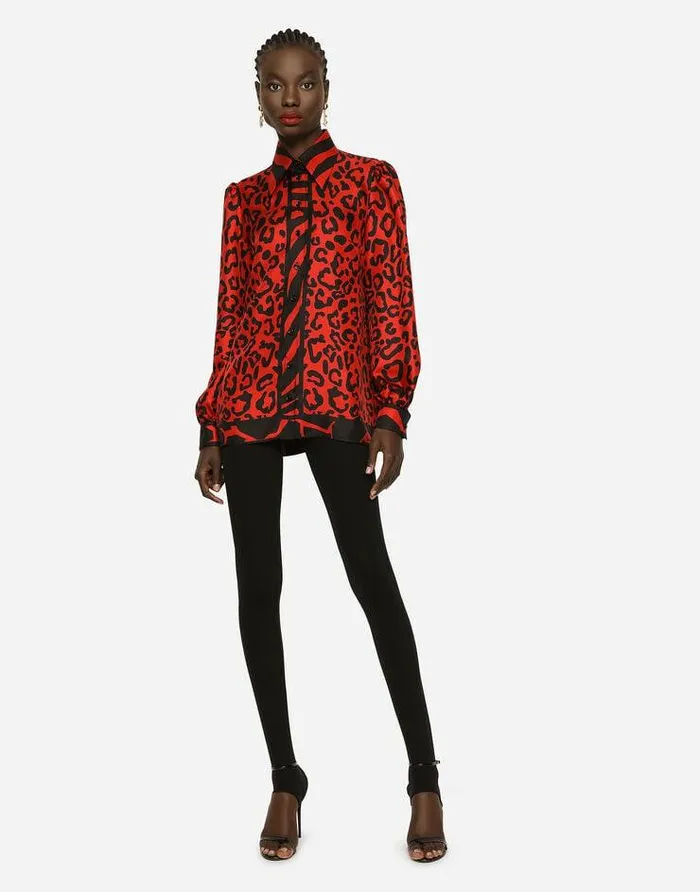 Dolce and Gabbana Shirts And Tops Women Leopard And Zebraprint Twill Shirt Multicolor Dolce and Gabbana Shirts And Tops Women Leopard And Zebraprint Twill Shirt Multicolor
