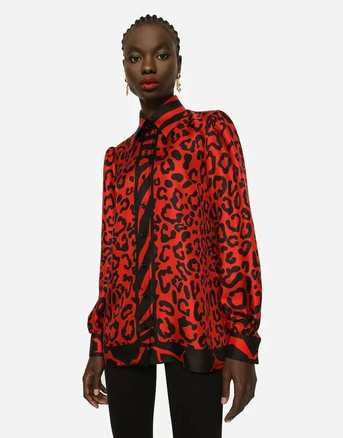 Dolce and Gabbana Shirts And Tops Women Leopard And Zebraprint Twill Shirt Multicolor Dolce and Gabbana Shirts And Tops Women Leopard And Zebraprint Twill Shirt Multicolor