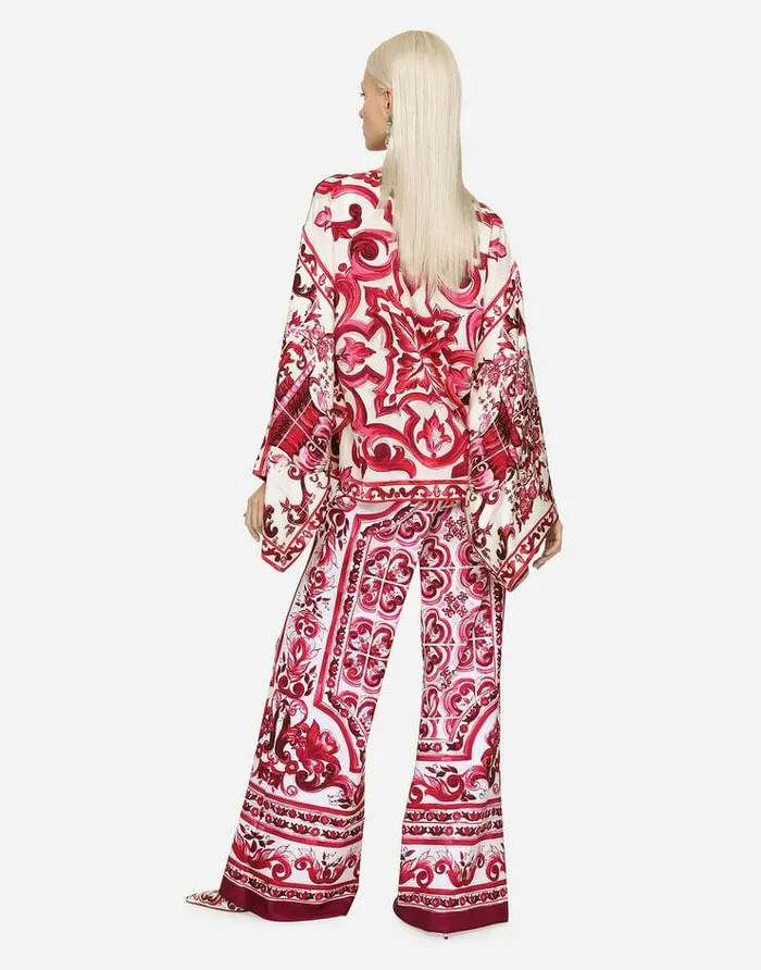 Dolce and Gabbana Shirts And Tops Women Majolicaprint Charmeuse Blouse Multicolor Dolce and Gabbana Shirts And Tops Women Majolicaprint Charmeuse Blouse Multicolor
