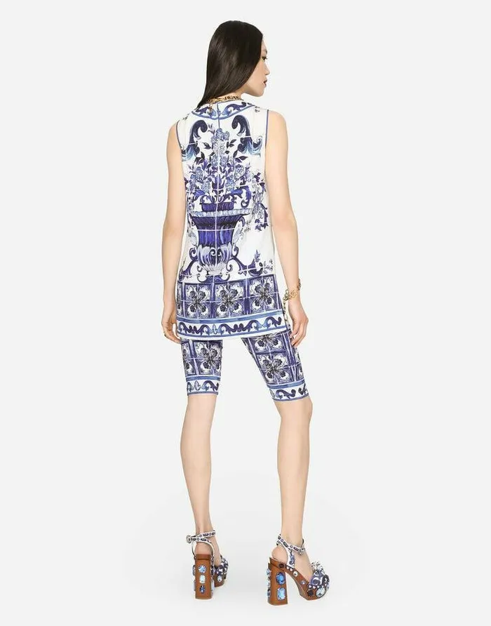 Dolce and Gabbana Shirts And Tops Women Majolicaprint Charmeuse Top Multicolor Dolce and Gabbana Shirts And Tops Women Majolicaprint Charmeuse Top Multicolor