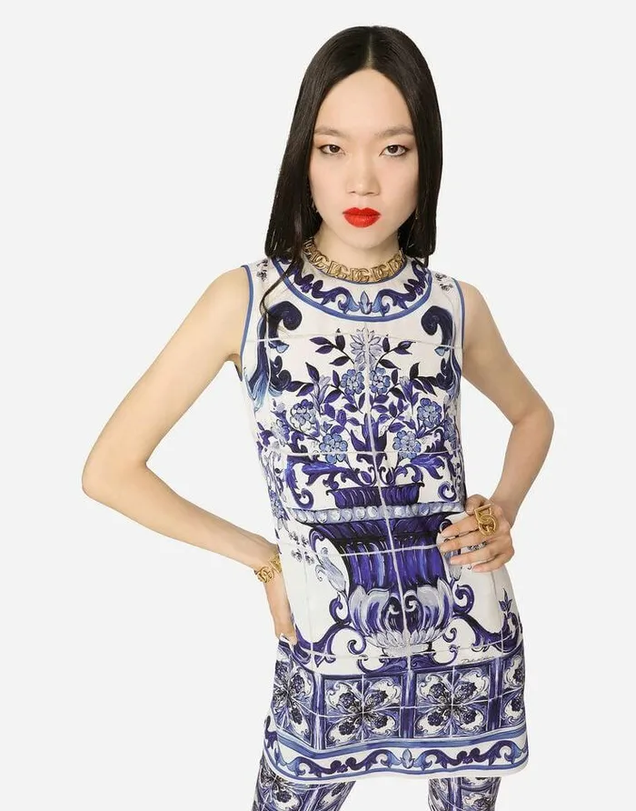 Dolce and Gabbana Shirts And Tops Women Majolicaprint Charmeuse Top Multicolor Dolce and Gabbana Shirts And Tops Women Majolicaprint Charmeuse Top Multicolor